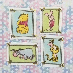 Set of 4 Classic Winnie The Pooh Iron On Fabric Motifs/Appliques/Patches